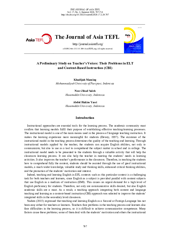 (PDF) A Preliminary Study on Teacher’s Voices: Their Problems in ELT ...