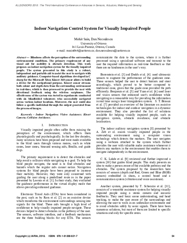 (PDF) Indoor Navigation Control System for Visually Impaired People