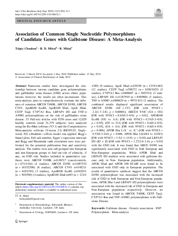 (PDF) Association of Common Single Nucleotide Polymorphisms of ...