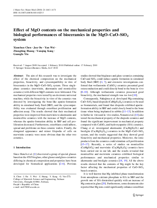 (PDF) Effect of MgO contents on the mechanical properties and ...