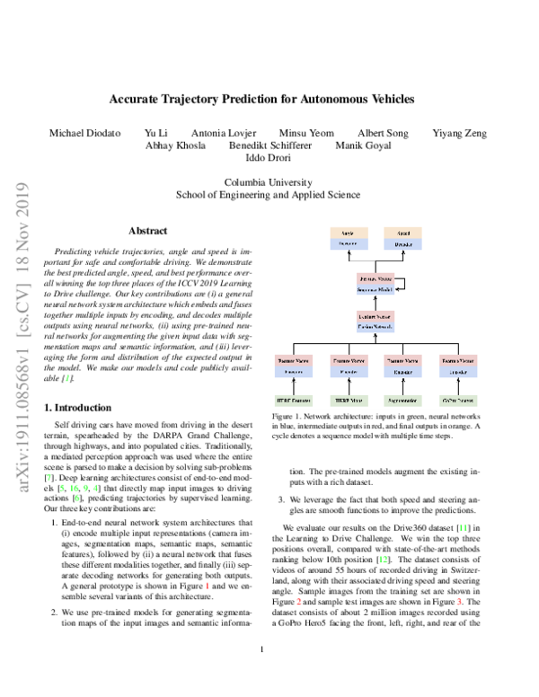 (PDF) Accurate Trajectory Prediction for Autonomous Vehicles