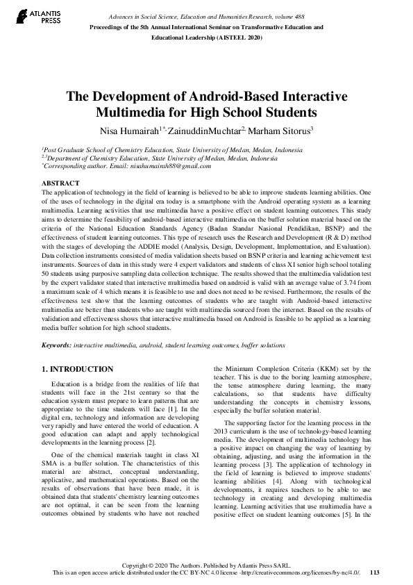 (PDF) The Development of Android-Based Interactive Multimedia for High ...