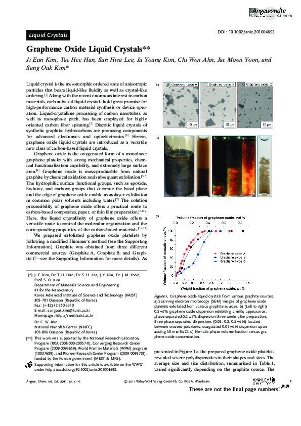(PDF) Graphene Oxide Liquid Crystals