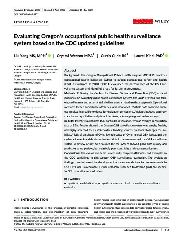  pdf evaluating oregon s occupational public health surveillance
