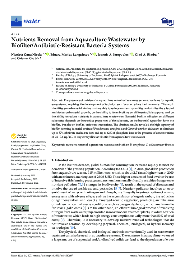 View of (PDF) Nutrients Removal from Aquaculture Wastewater by Biofilter ...