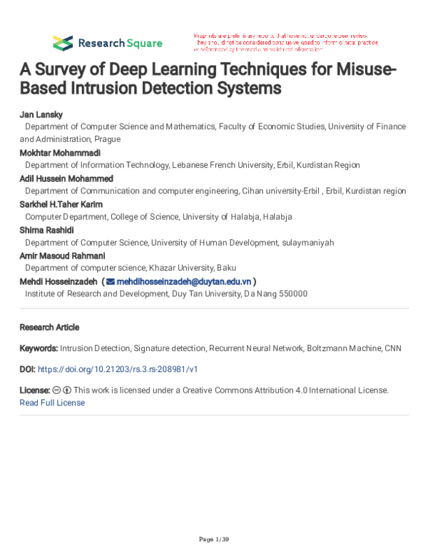 (PDF) A Survey of Deep Learning Techniques for Misuse-Based Intrusion ...