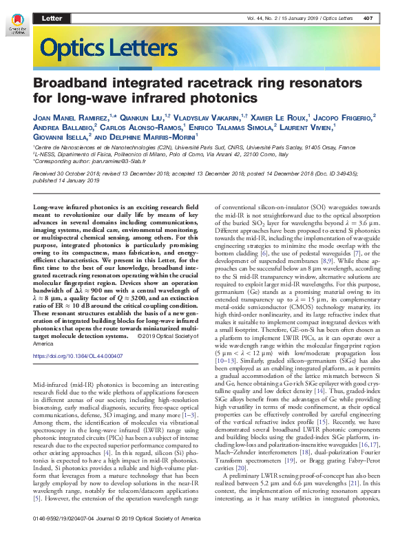 (PDF) Broadband integrated racetrack ring resonators for long-wave ...