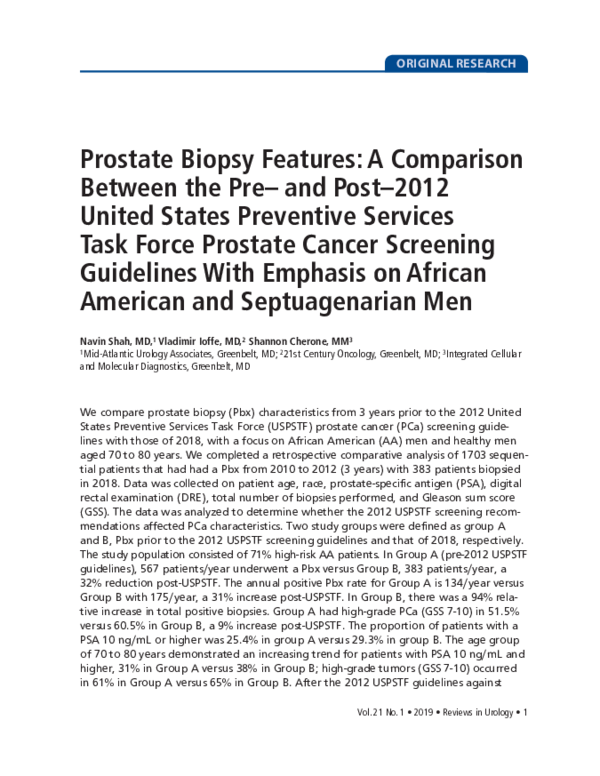 (PDF) Prostate Biopsy Features: A Comparison Between the Pre- and Post ...