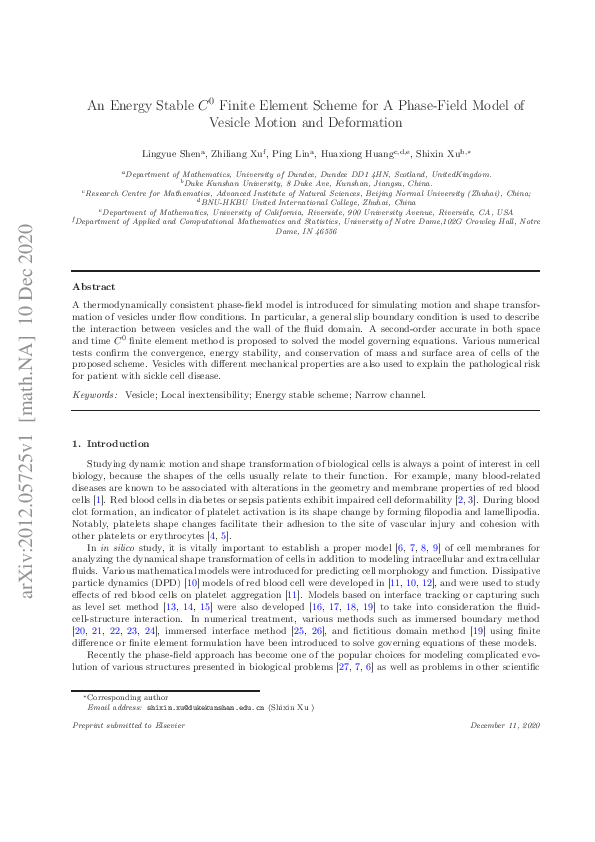 (PDF) An Energy Stable $C^0$ Finite Element Scheme for A Phase-Field ...