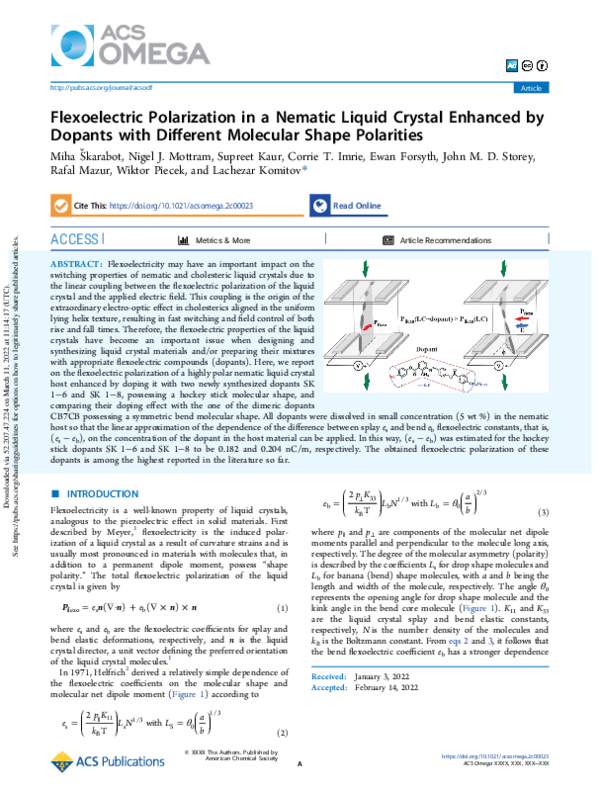 (PDF) Flexoelectric Polarization in a Nematic Liquid Crystal Enhanced ...