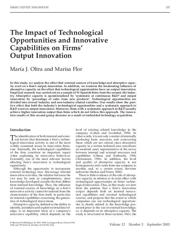 (PDF) The Impact of Technological Opportunities and Innovative ...