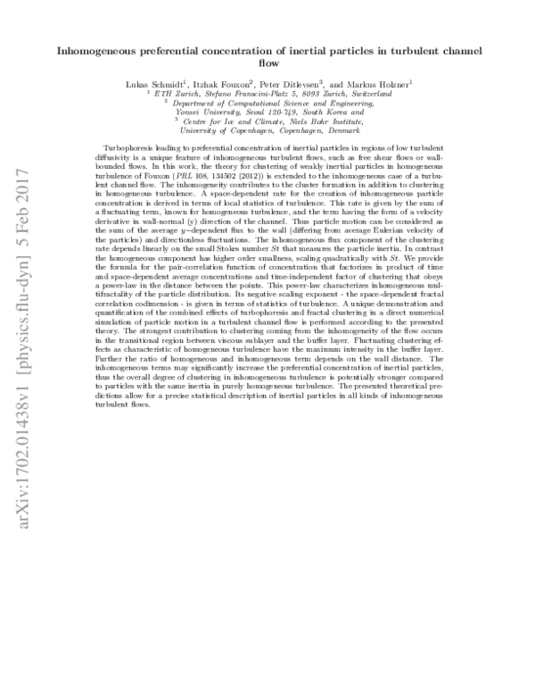(PDF) Inhomogeneous preferential concentration of inertial particles in ...