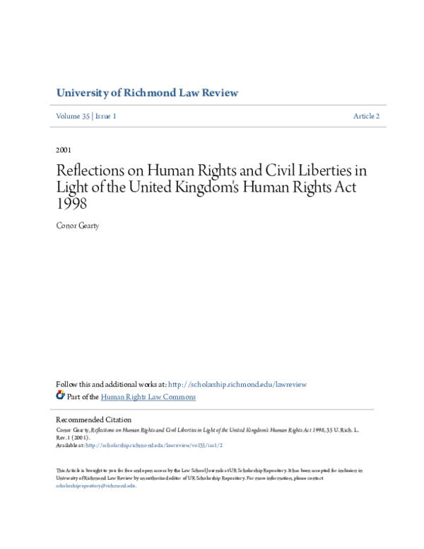 (PDF) Reflections on Human Rights and Civil Liberties in Light of the ...