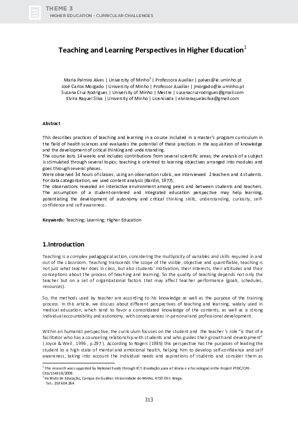 (PDF) Teaching and learning perspectives in higher education