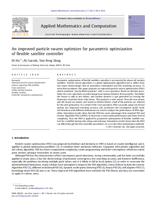 (PDF) An improved particle swarm optimizer for parametric optimization ...