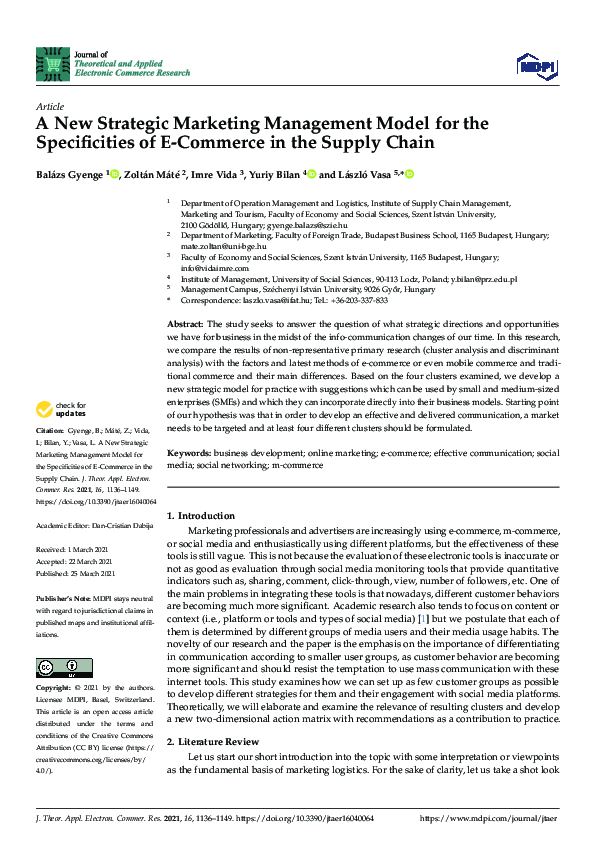 (PDF) A New Strategic Marketing Management Model for the Specificities ...