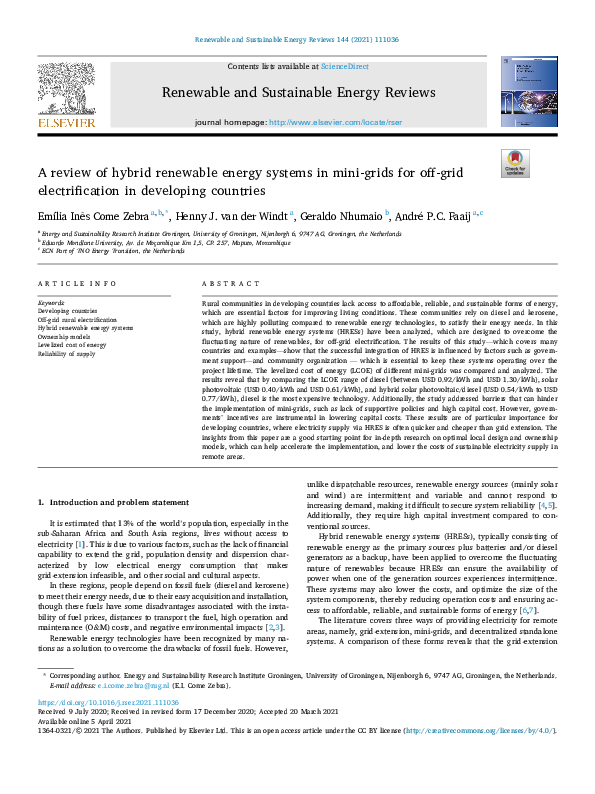(PDF) A review of hybrid renewable energy systems in mini-grids for off ...