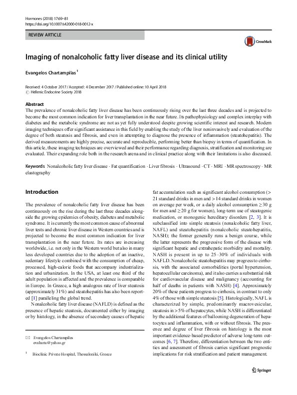 (PDF) Imaging of nonalcoholic fatty liver disease and its clinical utility