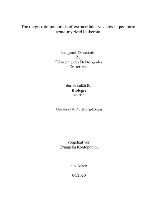 (PDF) The diagnostic potentials of extracellular vesicles in pediatric ...