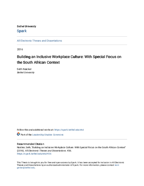 (PDF) Building an Inclusive Workplace Culture: With Special Focus on ...