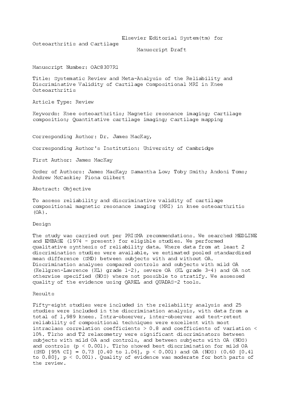 (PDF) Systematic review and meta-analysis of the reliability and ...