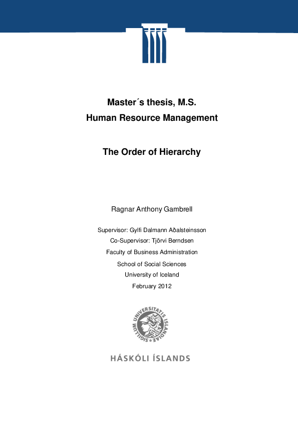 (PDF) Masters thesis, M.S. Human Resource Management The Order of Hierarchy