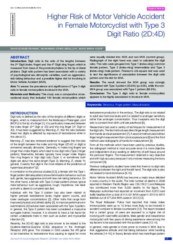 (PDF) Higher Risk of Motor Vehicle Accident in Female Motorcyclist with ...