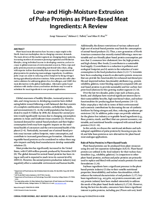 ANNA PDF) Low- and High-Moisture Extrusion of Pulse Proteins as