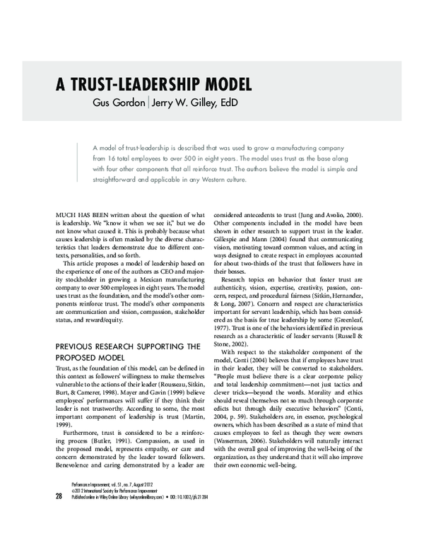 (PDF) A trust-leadership model
