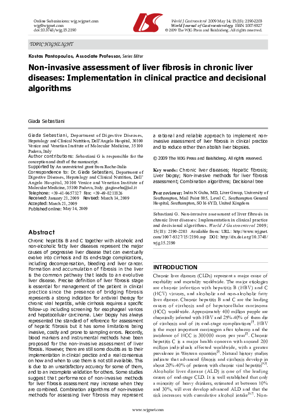 (PDF) Non-invasive assessment of liver fibrosis in chronic liver ...
