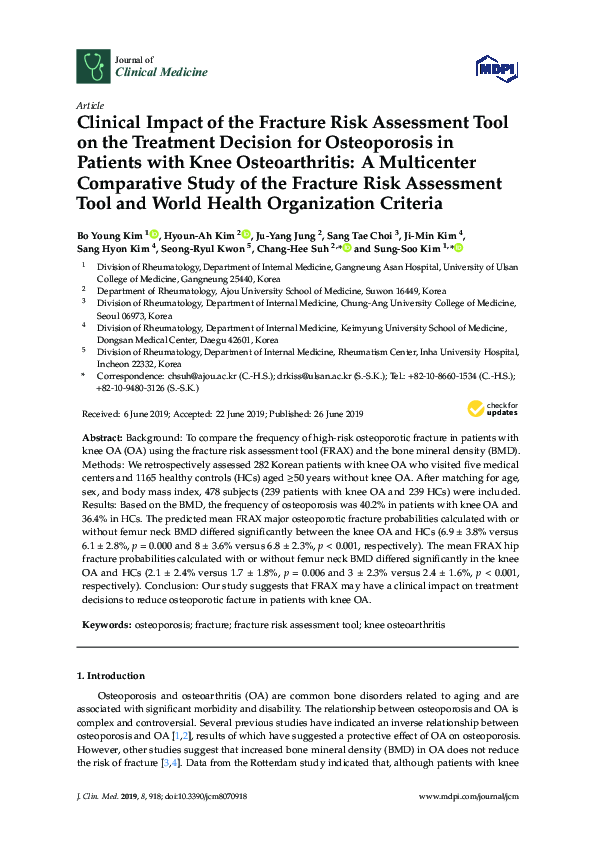 (PDF) Clinical Impact of the Fracture Risk Assessment Tool on the ...
