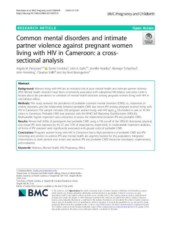 (PDF) Common mental disorders and intimate partner violence against ...