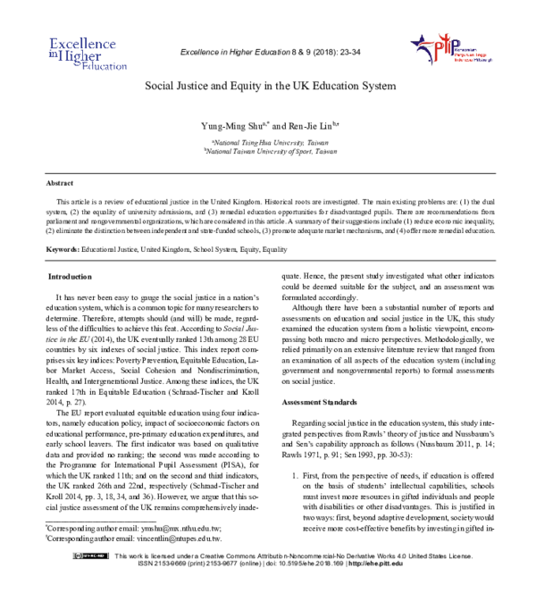 (PDF) Social Justice and Equity in the UK Education System