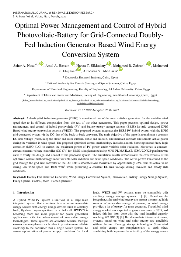(PDF) Optimal Power Management and Control of Hybrid Photovoltaic ...