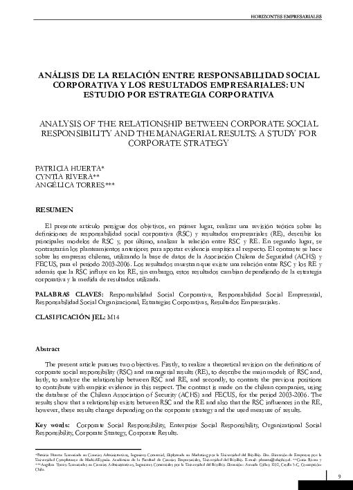 (PDF) Análisis De La Relación Entre Responsabilidad Social Corporativa ...
