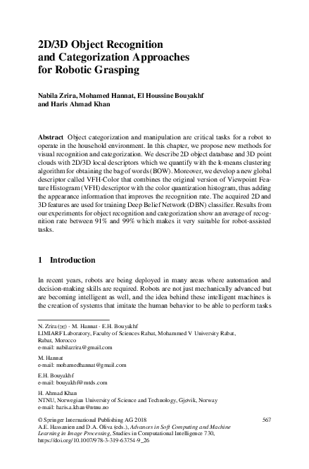 (PDF) 2D/3D Object Recognition and Categorization Approaches for ...