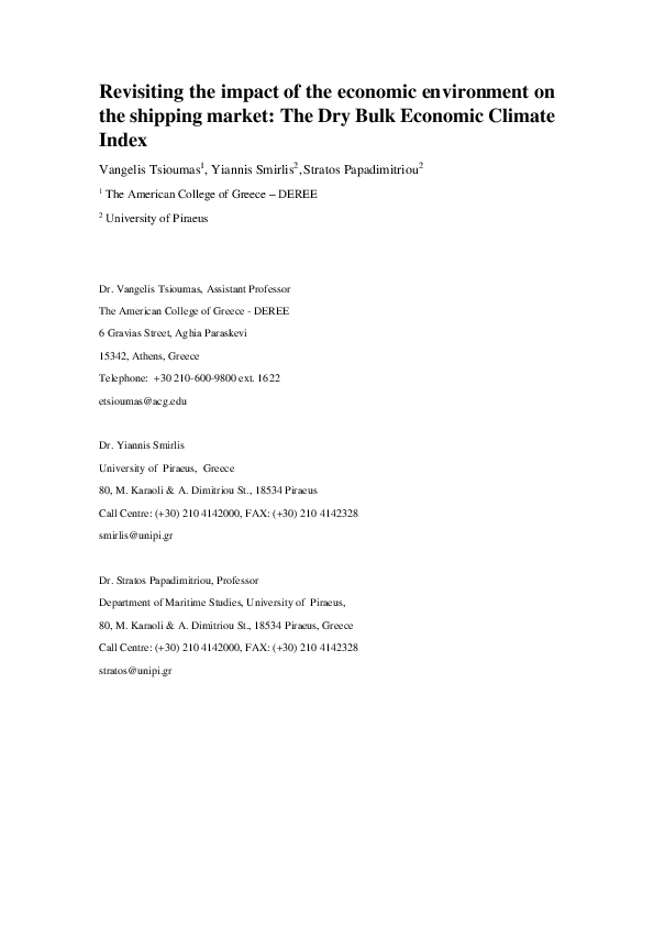 (PDF) Revisiting the impact of the economic environment on the shipping ...