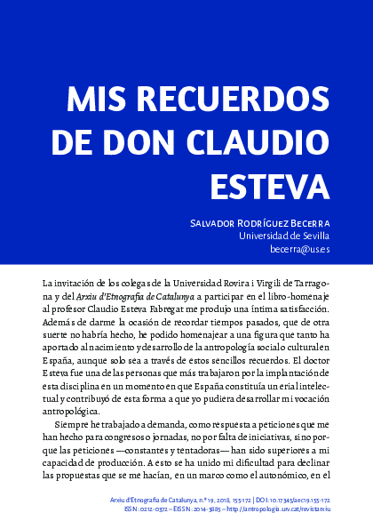 Mis recuerdos de don Claudio Esteva