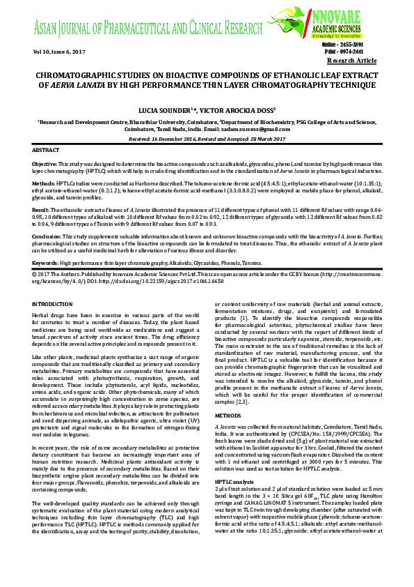 (PDF) Chromatographic Studies on Bioactive Compounds of Ethanolic Leaf ...