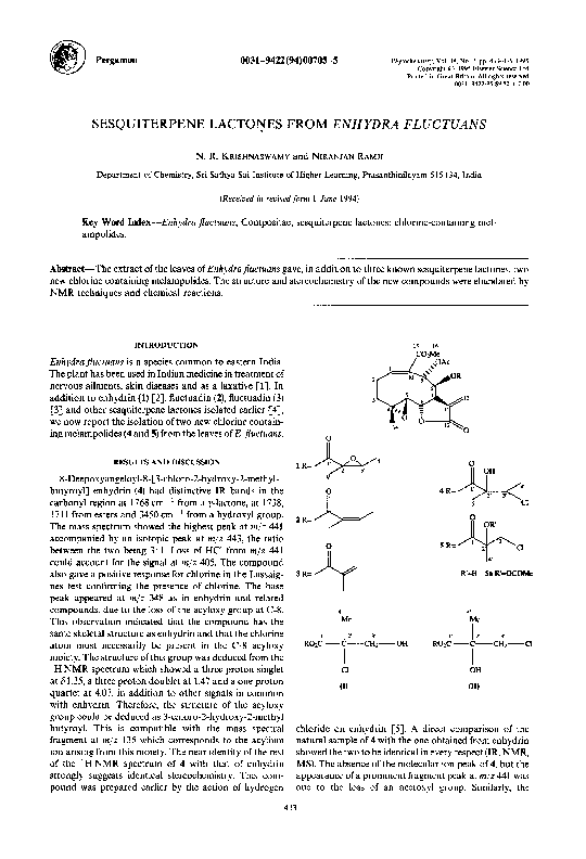 (PDF) Sesquiterpene lactones from Enhydra fluctuans