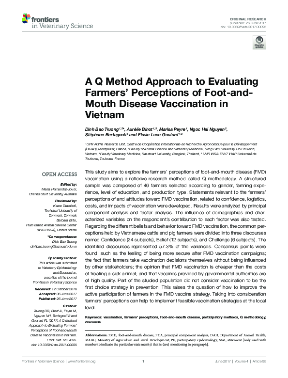 (PDF) A Q Method Approach to Evaluating Farmers' Perceptions of Foot ...