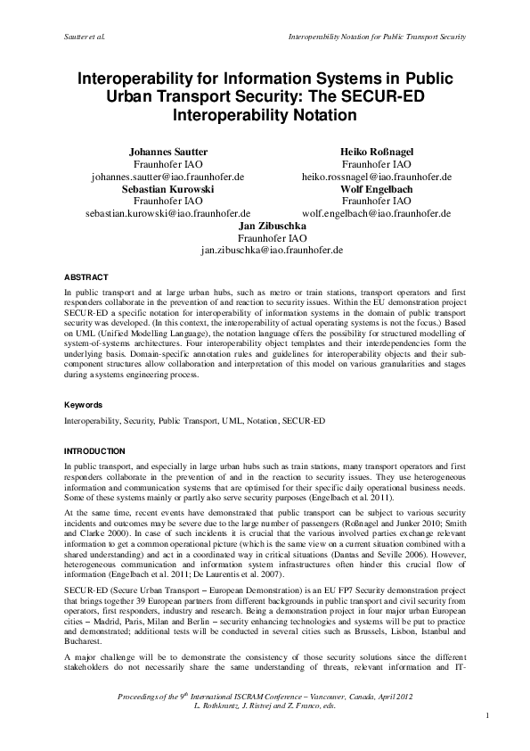 (PDF) Interoperability for information systems in public urban ...