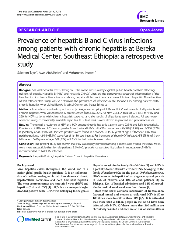 (PDF) Prevalence of hepatitis B and C virus infections and their ...