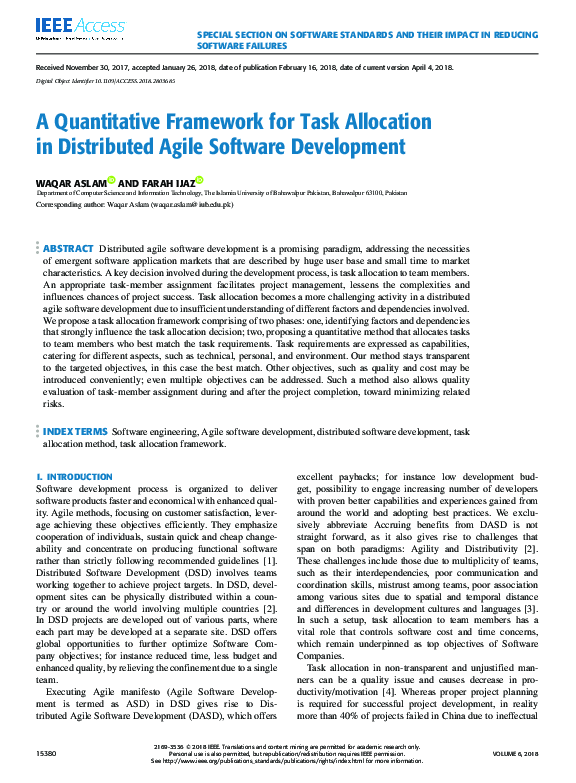 (PDF) A Quantitative Framework for Task Allocation in Distributed Agile ...