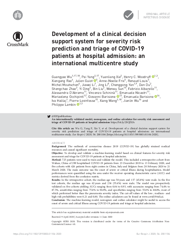 (PDF) Development of a Clinical Decision Support System for Severity ...