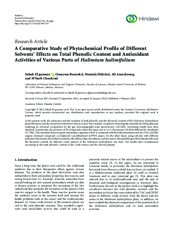 (PDF) A Comparative Study of Phytochemical Profile of Different ...