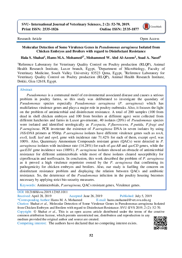 (PDF) Molecular Detection of Some Virulence Genes in Salmonella Spp ...