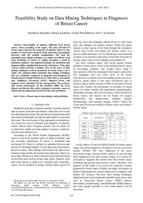 (PDF) Feasibility Study on Data Mining Techniques in Diagnosis of ...
