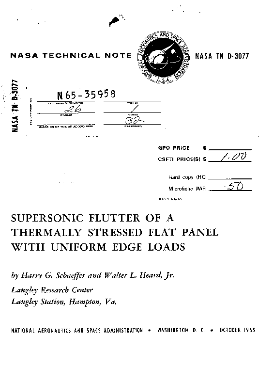 (PDF) Supersonic Flutter of a Thermally Stressed Flat Panel with ...