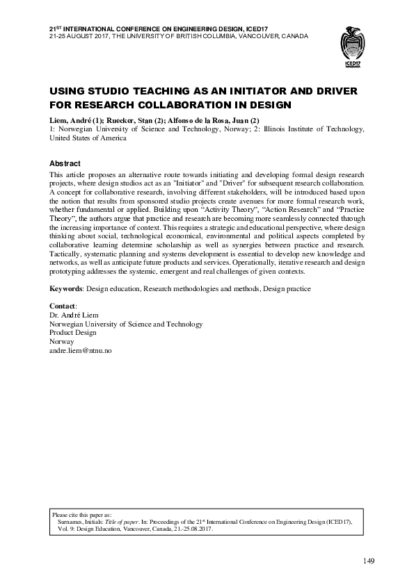 (PDF) Using studio teaching as an initiator and driver for research ...